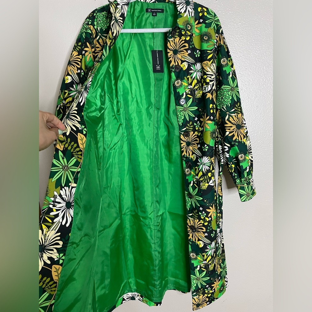 INC International Concepts Floral Trench Coat Belted Long Jacket NWT Size S - Picture 10 of 15